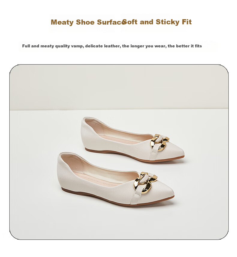 DAPHNE Flat Shoes Soft Sole Fashionable Women's Single Shoes Professional Commuter Women's Shoes Pointed Toe Loafers 4623101057 Beige 35 3