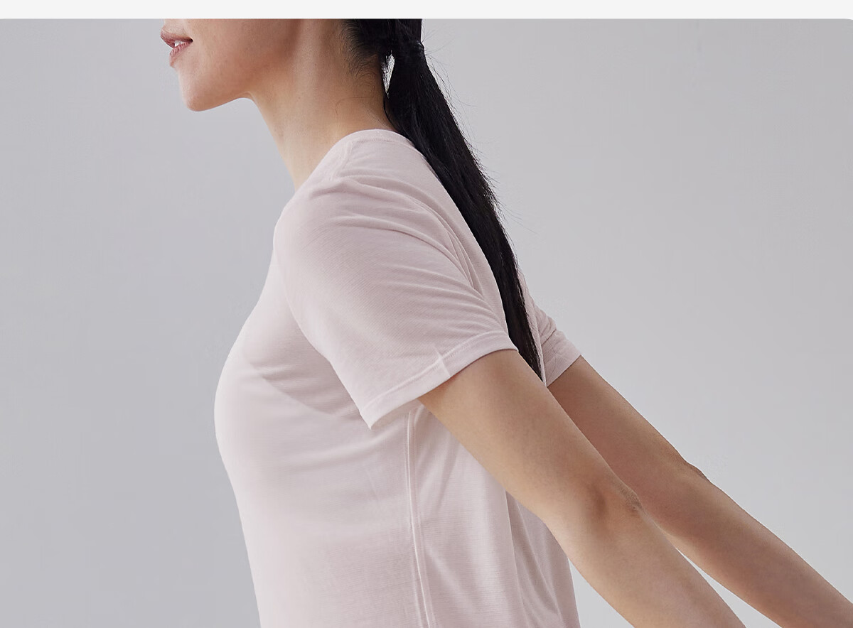 Gigt Quick-Dry Sports Short Sleeve for Women, Summer Tencel Breathable Round Neck Fitness Wear Yoga Top, Light Mist Pink, S 22