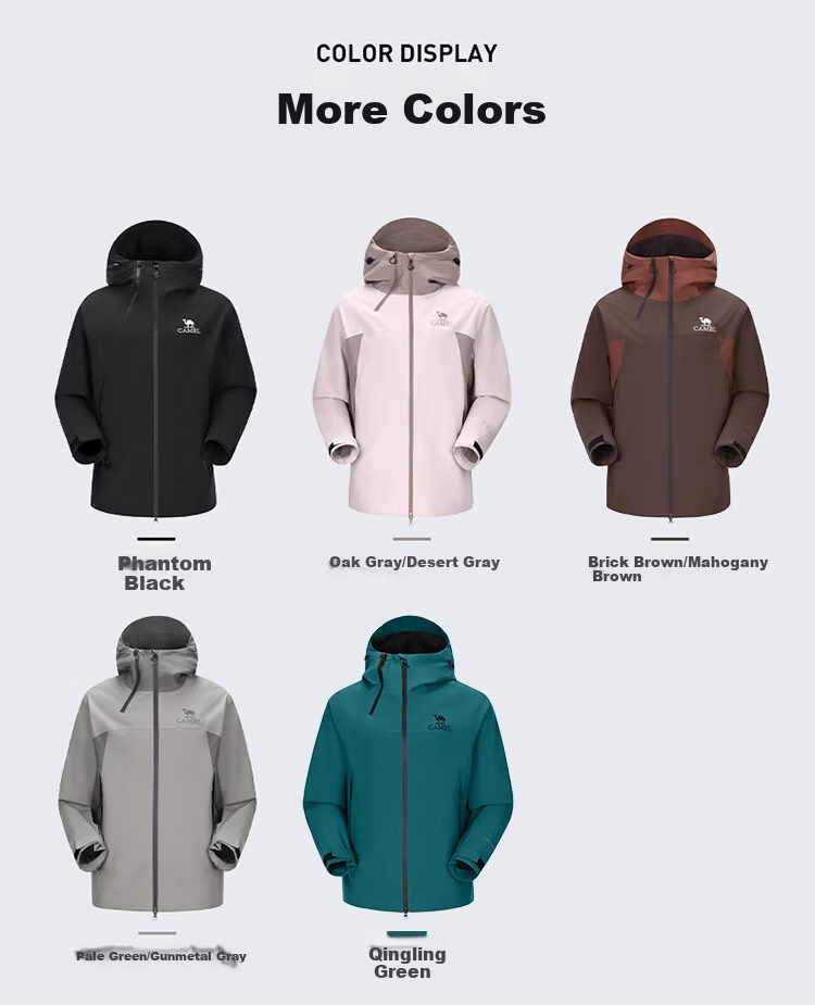 CAMEL Outdoor Hardshell Jacket for Men And Women, Windproof And Waterproof Coat, New Autumn Hiking Wear for 2024 [Black Armor] R727 11