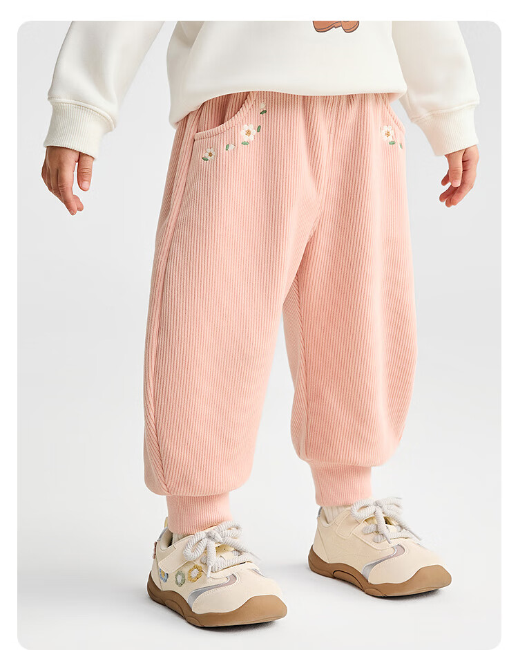 BALABALA [Same As in Mall] Baby Long Pants, Fleece-Lined Thickened Joggers, Winter Girls' Trousers 14