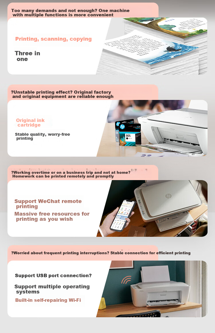 HP DJ 2820 Color All-In Home Printer with Wireless Connection, Suitable for Student Homework Printing 3