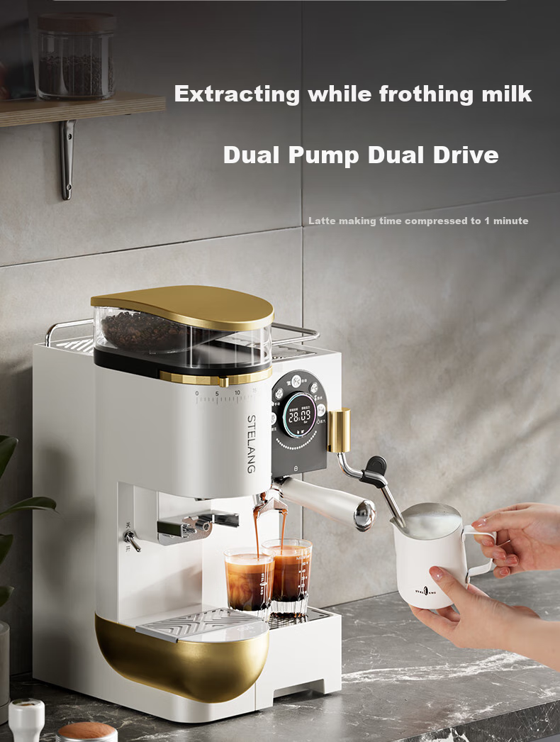 STELANG [Same Price As 618] ST-560ET Home Semi-Automatic Coffee Machine, Three-Pot Stove, Dual Pump Grinding All-In Machine, Commercial Gree 12