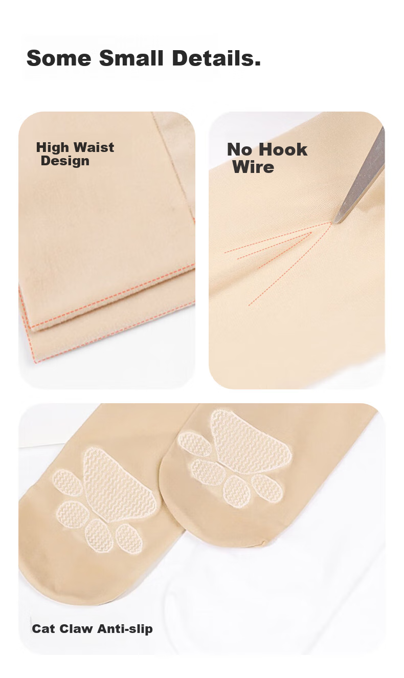 Zhiyouban Children's Tights, Girls' Ultra-Thin Skin-Colored Leg-Lifting Device, Girls' Spring And Autumn Thin White Stockings, Cat Paw Pantyhose 8