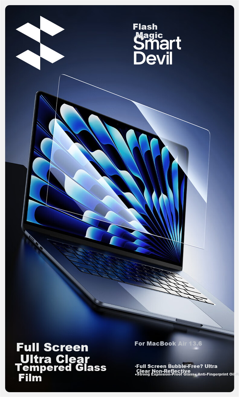 Shanmo [Screen Coating Friendly] Tempered Glass Screen Protector for Apple MacBook Air 15.3-inch M5/M4/M3 2026/25/24 Laptop 3