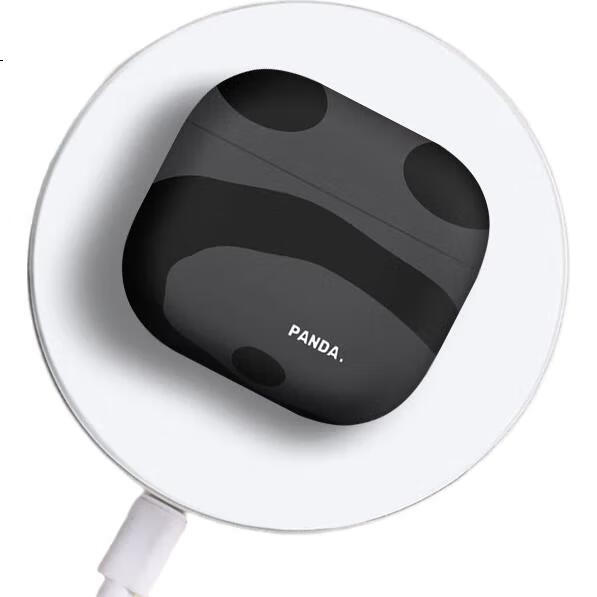 Чехол для наушников Yingkaida Panda Black, совместимый с AirPods 4, силиконовый, черный