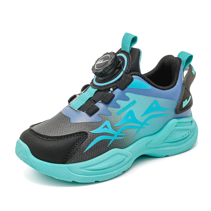 Warrior Boys' Casual Shoes Spring and Autumn Twist Button Children's Sports Shoes WZ-1465 Black/Blue/Dark Blue Size 37