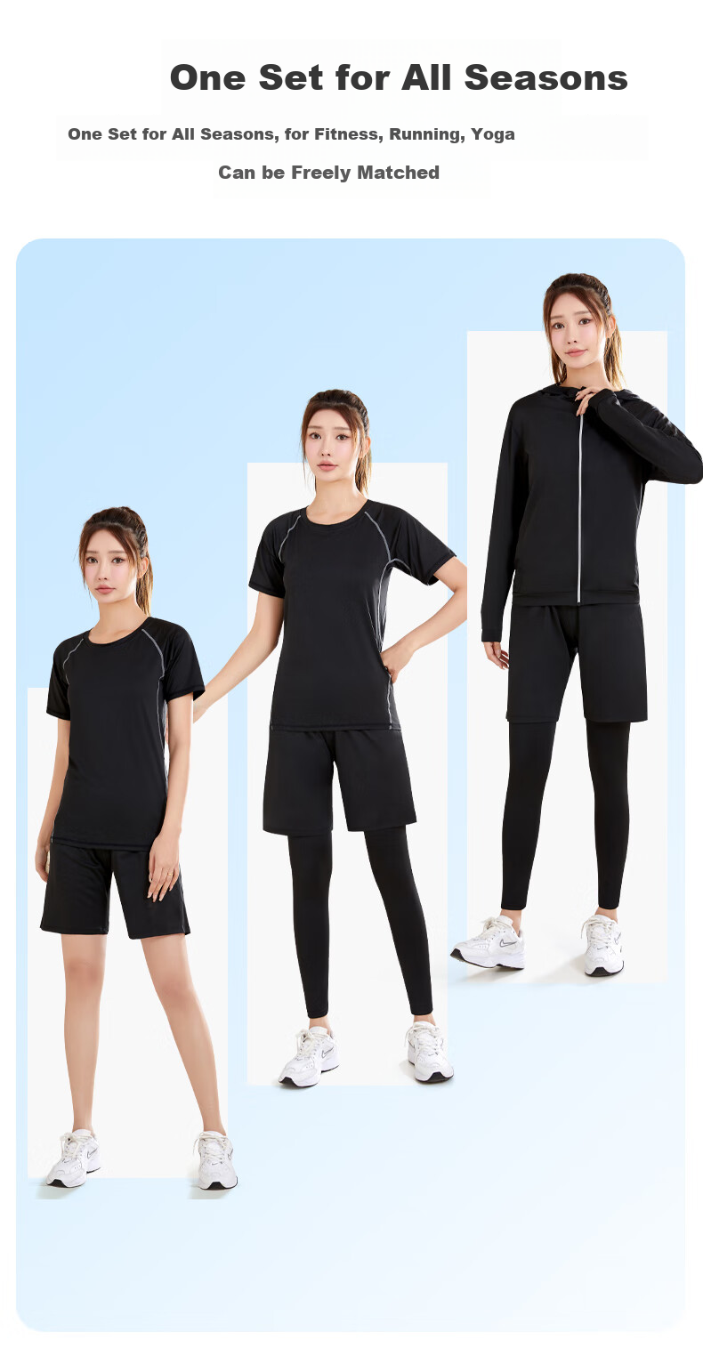 Fandimu Sports Set for Women, Running Outfit, Yoga Track And Field Fitness Wear, Breathable High-Elasticity Basketball Badminton Training Clothes 4