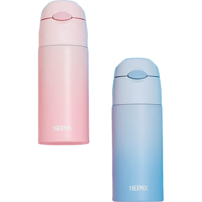 Термокружка THERMOS TCMI-400S, 400 мл, градиентный цвет, с трубочкой, сохраняет холод, для мужчин и женщин, розовая