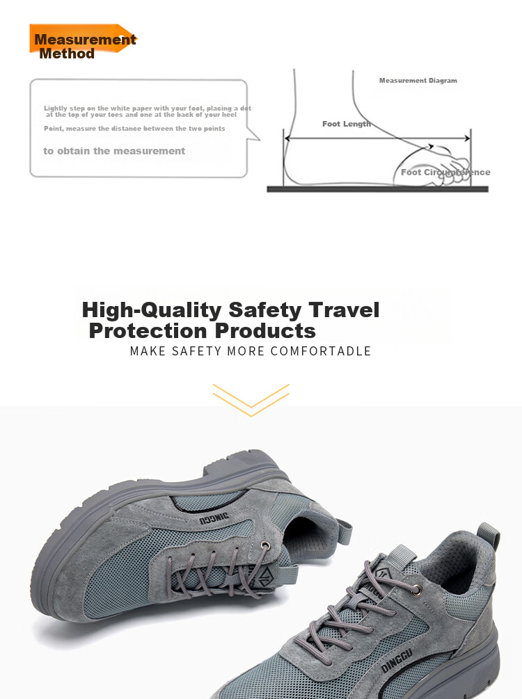 Dinggu Safety Shoes for Men, Anti-Smashing And Puncture-Resistant, Lightweight Work Shoes, Construction Site Steel Toe, All-Season 1101kaqi W38 6