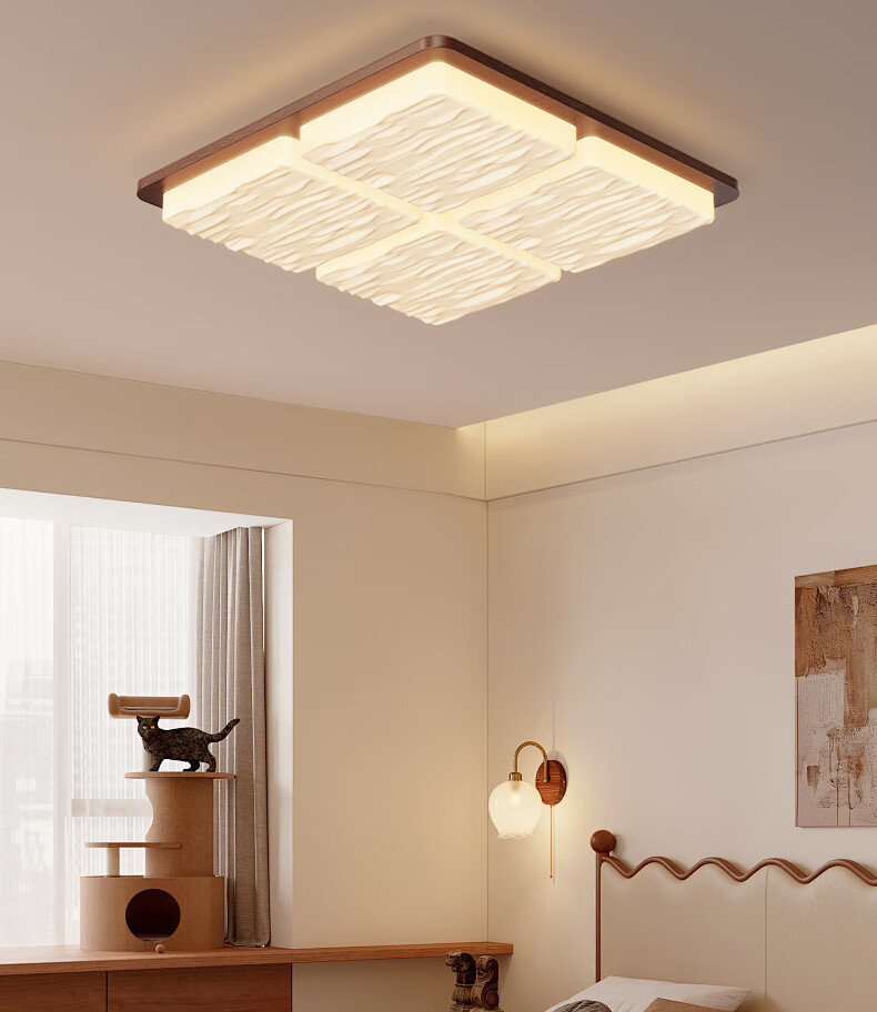 ARROW Walnut Color Ceiling Light with Original Philips Light Source, Vintage Wood Style, Whole House Smart Package 8