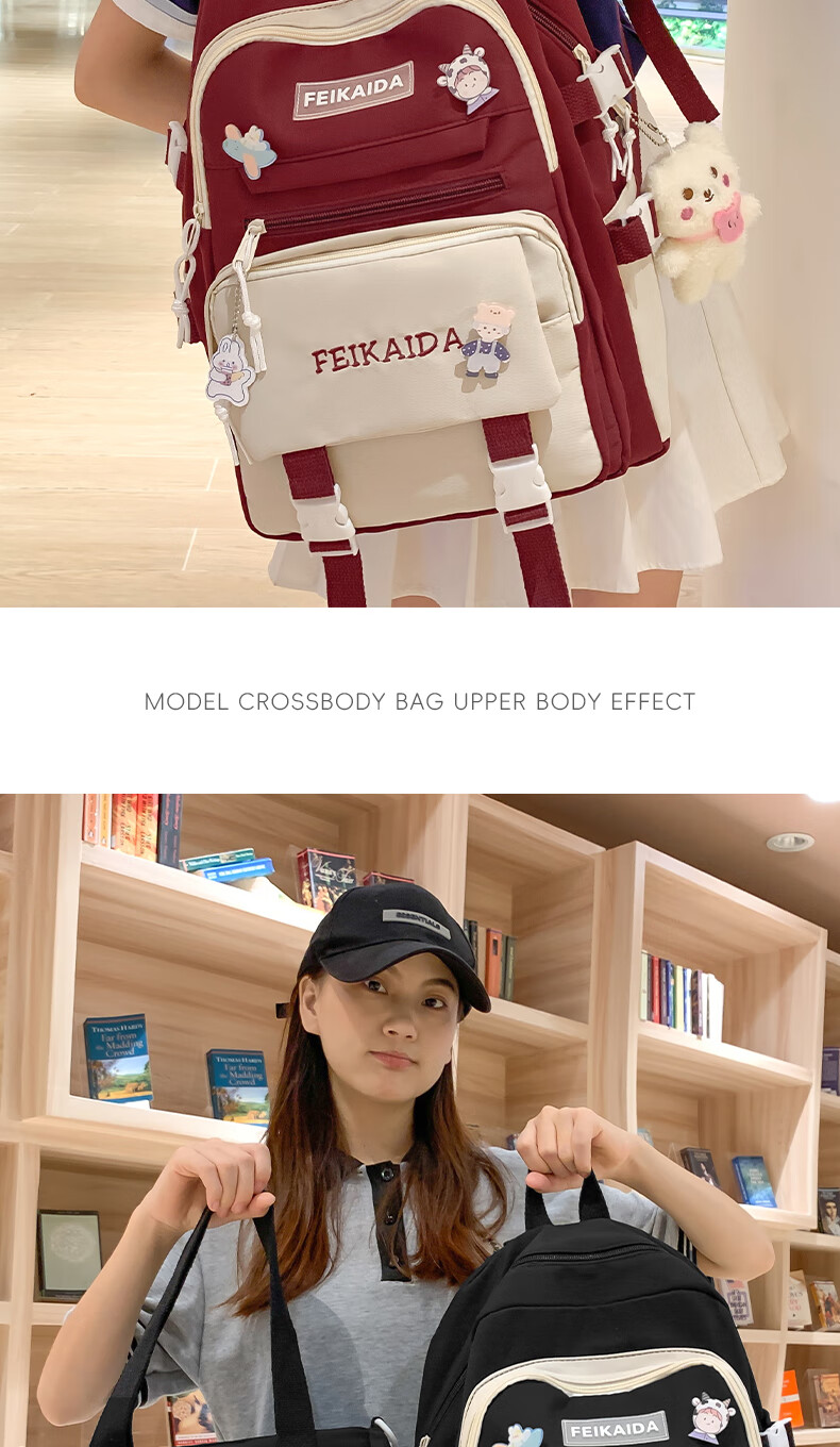 JINSHIWQ School Backpack for Girls, Fresh High-Value Large Capacity Two-Piece Set, Suitable for Primary, Middle, and High School Students, New Style Shoulder Bag 7