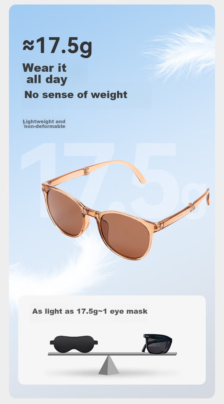 JD Original [Foldable Large Frame] Versatile Polarized Sunglasses, UV Protection Cycling Glasses for Men And Women, Light Coffee Square/Round Frame 1
