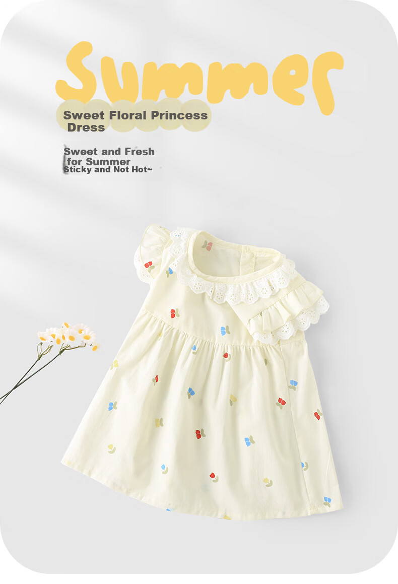 Youqi Baby Girl Summer Dress with Flutter Sleeves, Lightweight Floral Print Dress for Girls to Wear Outdoors 1