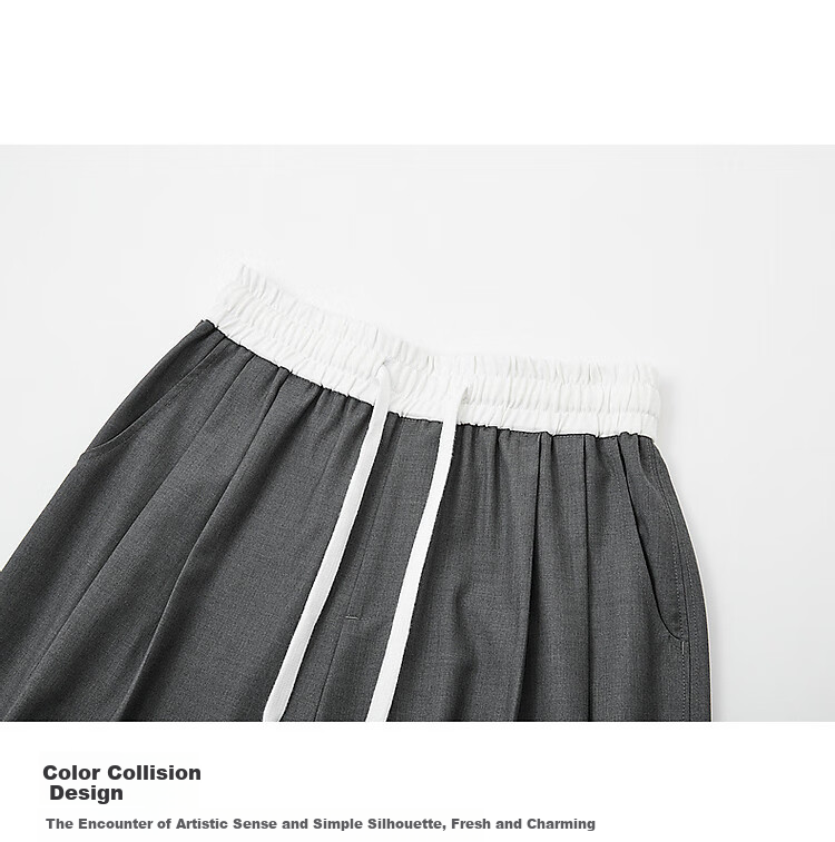 Dme [Sustainable Inclusion] Spring Simple Style Elastic Waist Banana Pants Fashionable Color-Block Spliced Women's Casual Pants 4