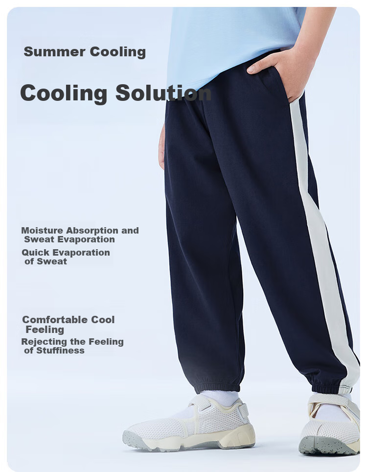 THREEGUN Children's Sleep Pants, Cool Ice Spring Cotton, 3A Antibacterial, Boys And Girls Single Pants Long Pants, 120, Lilac Purple 2