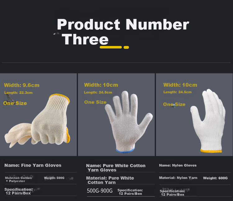 Ams Safety Gloves, Nylon Cord, Non-Slip, Wear-Resistant, Thickened, for Car Repair, Farm Work, Construction Site, Bricklaying, Labor Work, Protective Gear, White, 600N [Genuine Product], 60 Pairs 11