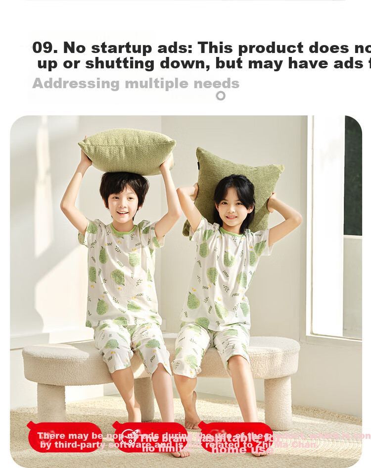 Hodo Children's Pajamas, Pure Cotton, Thin Summer Style, Air Conditioning Wear, Short-Sleeve Set for Boys And Girls, Home Wear for Older Children, 3351, Size 110 11