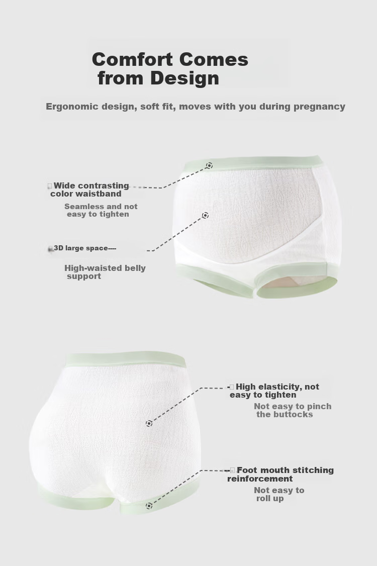 Aibaoshi Maternity Underwear, High-Waist Pure Cotton Antibacterial Crotch, Belly Support Panties for Pregnancy, 3-Pack, XL Size M429 2