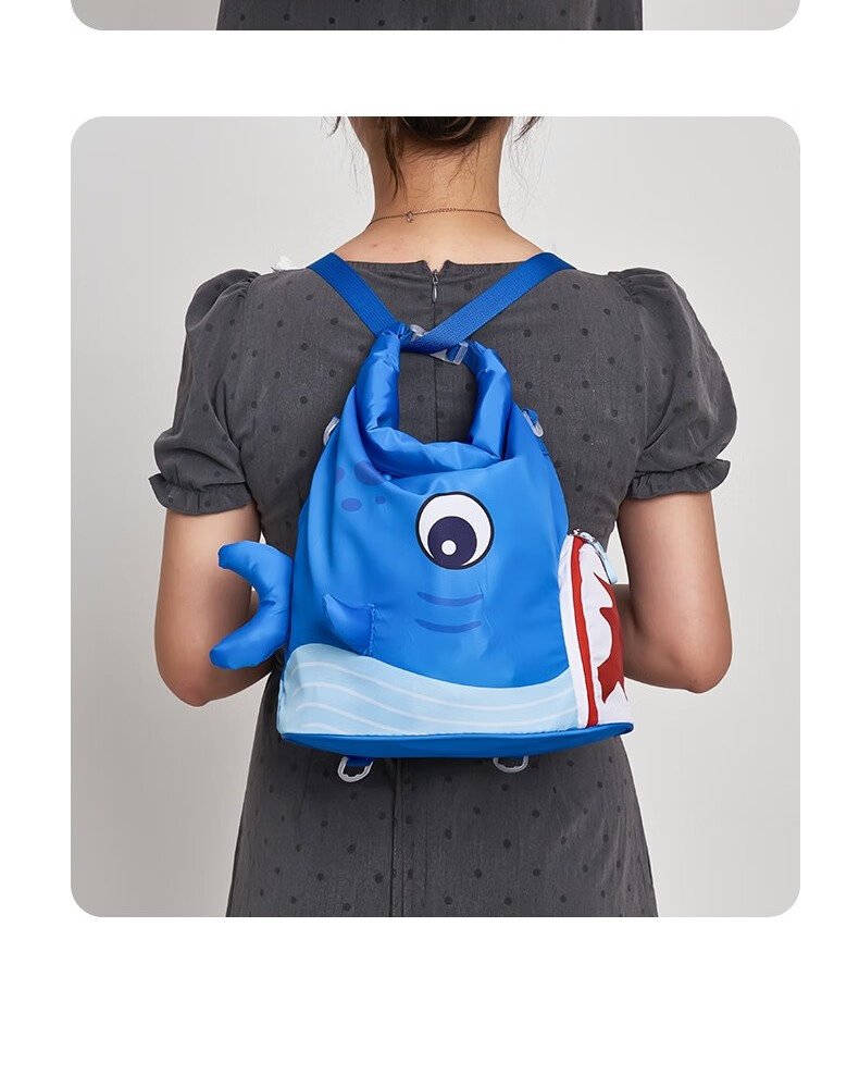 Three Duckling Cartoon Shark Swimwear Storage Bag Kids Waterproof Wet and Dry Separation Swimming Beach Backpack Orange Fish 2