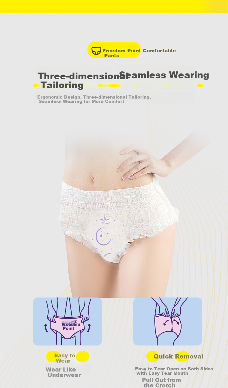 FREEMORE [Recommended by Zhao Lusi] Little Pills Co-Branded Comfort Pants Sleep Pants XL Size 20 Pieces, Night Use Sanitary Napkins Self-Operated 7