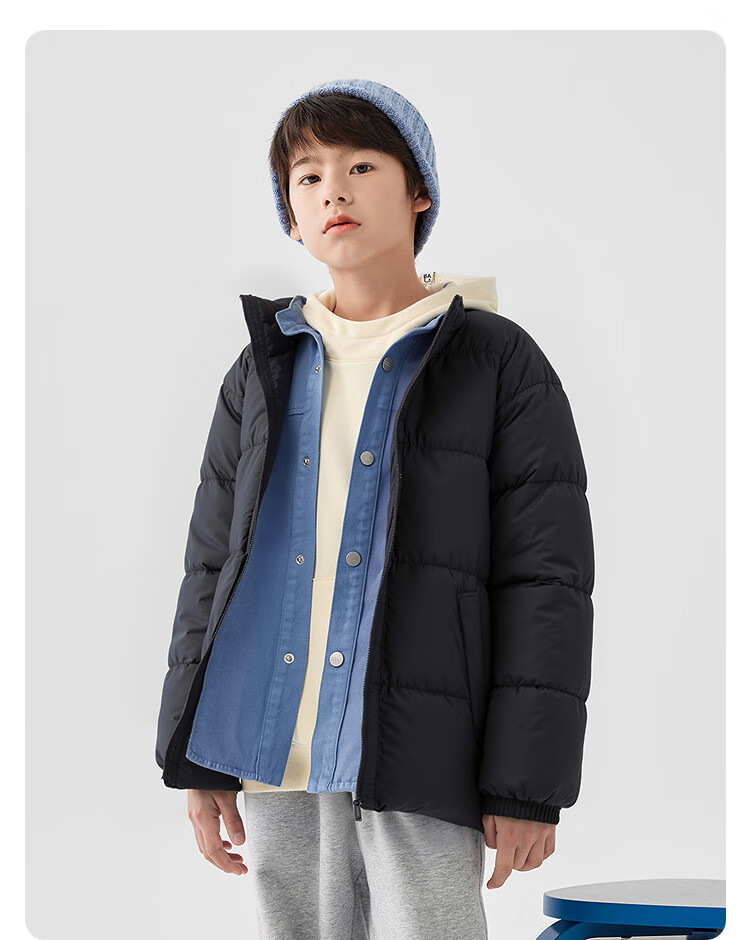 BALABALA Children's Clothing, Kids' Puff Down Jacket, Boys And Girls Baby 2025 New Winter Outfit, Parent-Child Matching Clothes, Stand-Up Collar Coat, Cute 3
