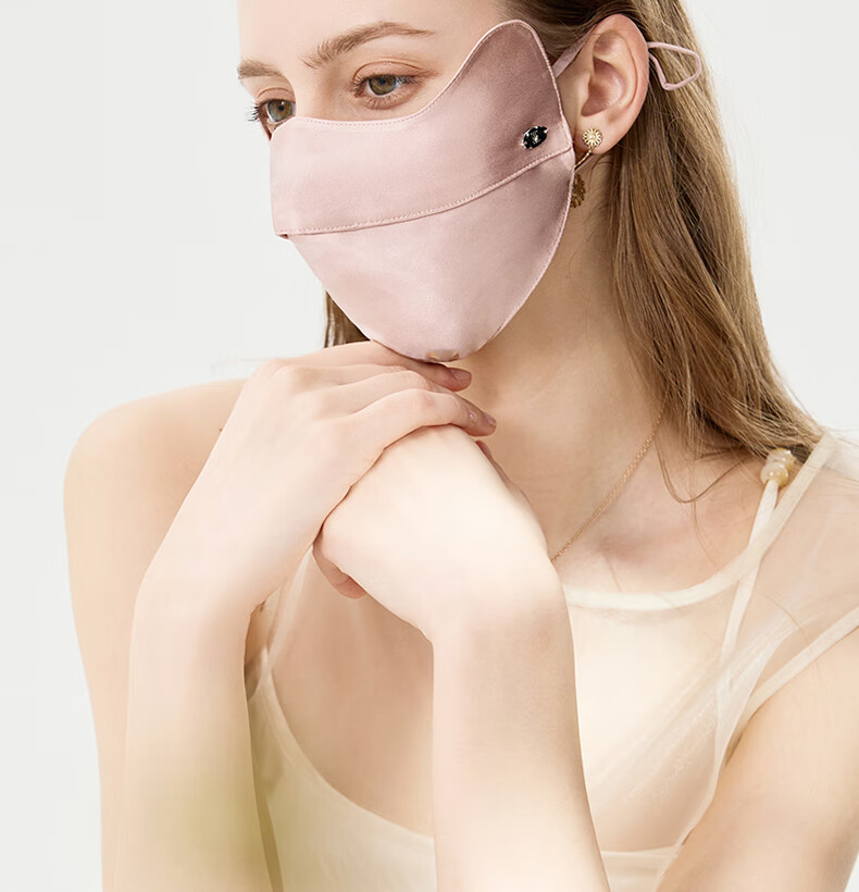ELLE [Grade A Mulberry Silk] Silk Sun Protection Face Mask for Women, Cooling Face Cover, Gift for Girlfriend 11