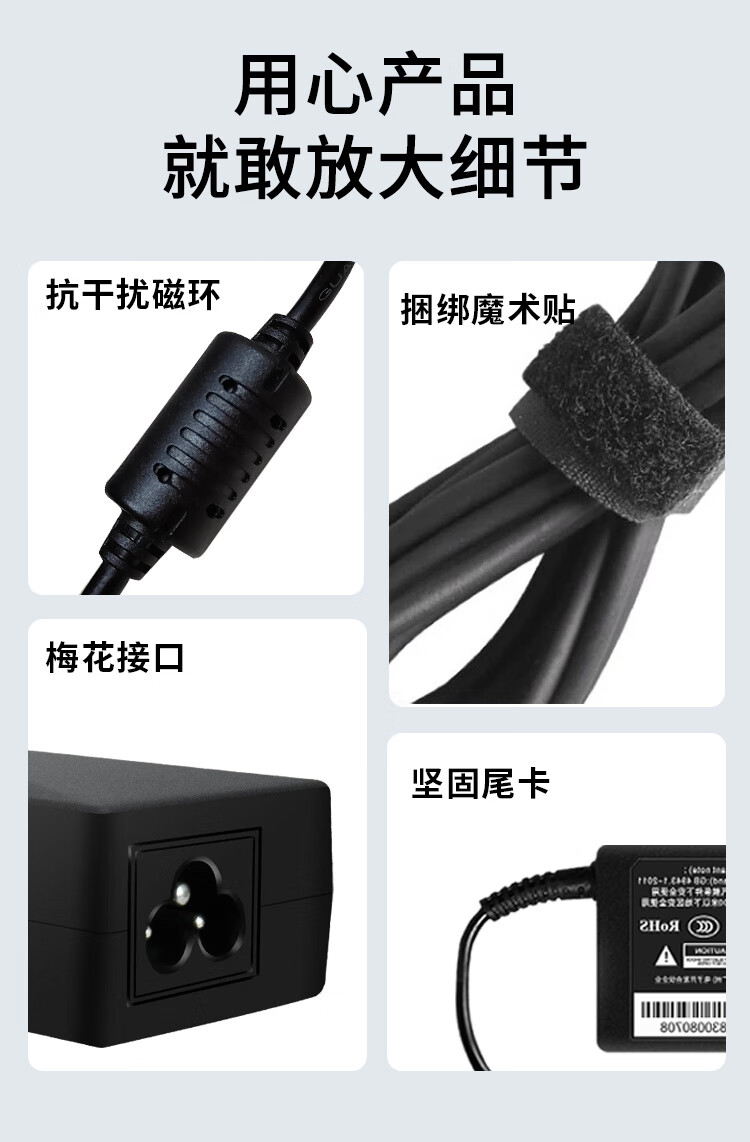 Guangchengming Lenovo Laptop Charger 19V 3.42A Power Adapter Compatible with Asus Toshiba Founder Hasee Haier 5.5*2.5mm 65W Power Cable 1