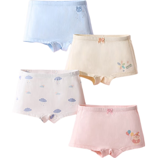 Beitaisi Girls' Antibacterial Underwear, No Wedgie, Baby Panties, Little Girls' Pure Cotton Class A Boxer Briefs