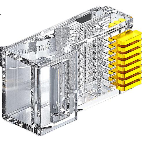 Коннекторы AMPCOM Crystal Head Cat5e, 30 шт., позолоченные, 30U, для гигабитных Ethernet кабелей, RJ45, 8P8C