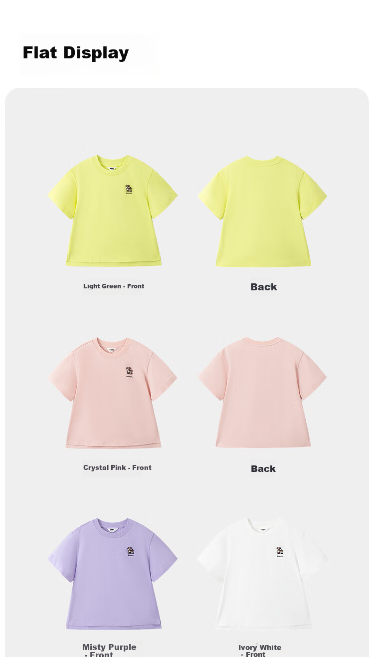 Annil Girls' Round Neck Short-Sleeve T-Shirt, 2025 Summer New Style, Pure Cotton, Casual, Moisture-Wicking, Breathable, Loose-Fitting, Fashionable 13