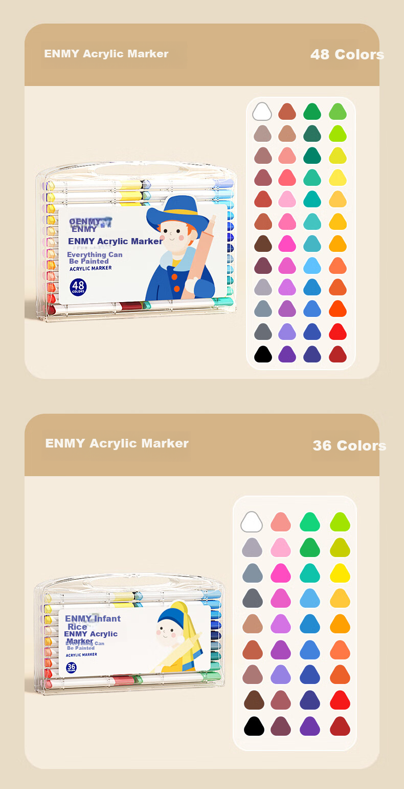 Enmi Enmy 36-Color Double-Ended Acrylic Markers, Watercolor Pens, for Kindergarten Children And Elementary School Students, Drawing Brushes, Art And Education Supplies, Washable Fluorescent Pens, Marker Pens, Birthday Gift for Childre 10
