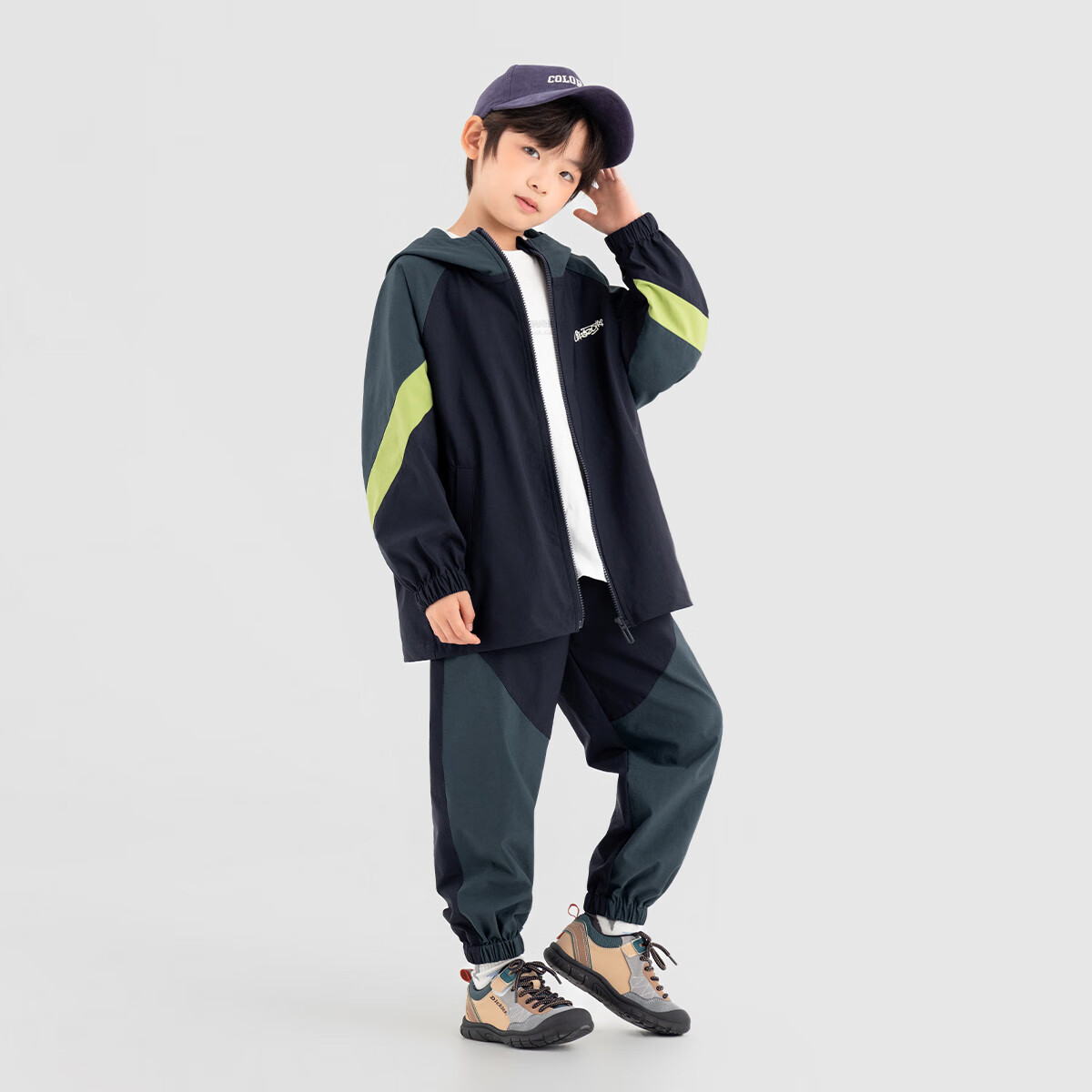 Duoduo Boys' Autumn Colorblock Fashion Outdoor Sports Trendy Jacket and Pants Set for Older Kids