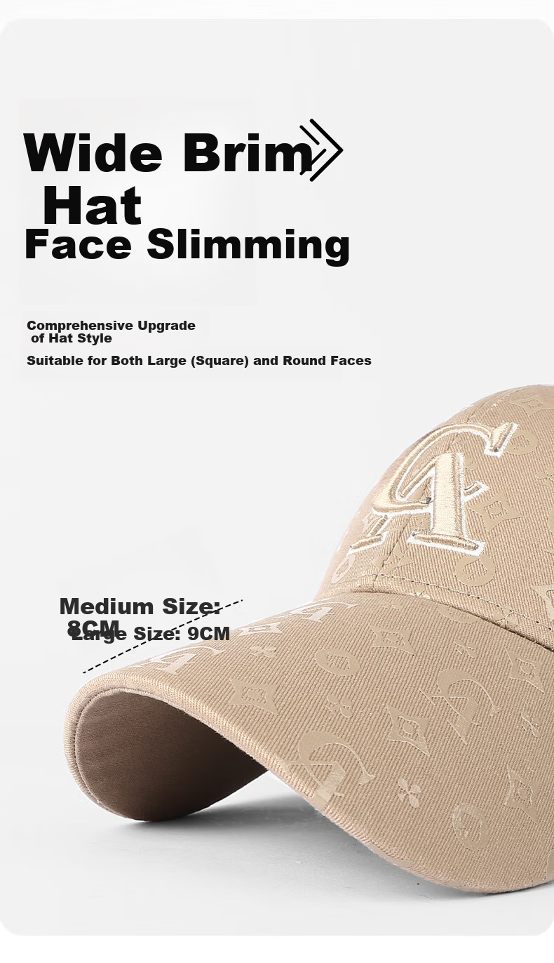 CACUSS Women's Duckbill Cap Spring Summer Hard Top Embroidered Baseball Cap Vintage Luxury Hat Large Head Circumference Khaki 2