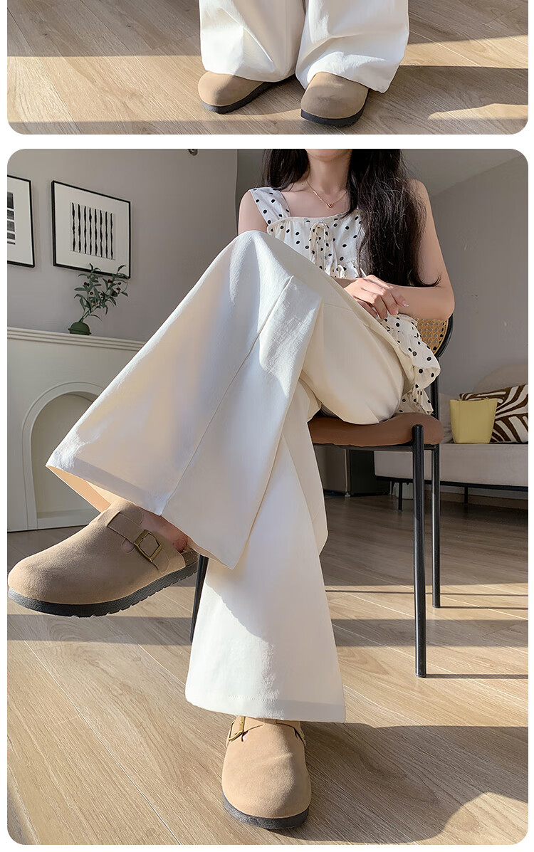 BOPRUIEY Women's Casual Summer Pants 2025 Thin High Waist Draped Loose Quick-Dry Straight-Leg Wide-Leg Lazy Style Ice Silk Pants 27