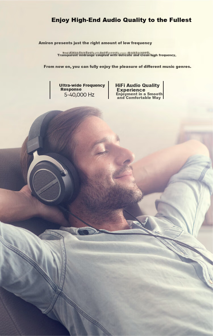Beyerdynamic Amiron Over-Ear Headphones with Replaceable Cable, HIFI Sound Quality, 250 Ohms 1