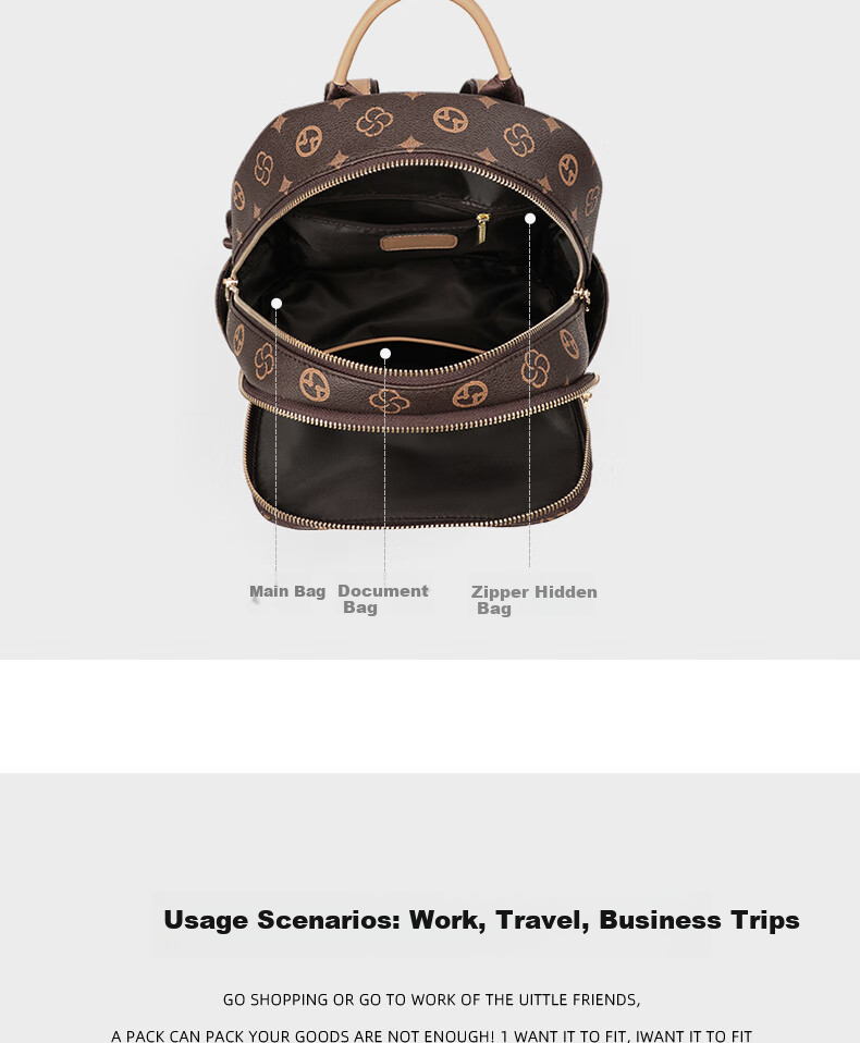 Aiqinghai Backpack for Women, Lightweight Luxury Fashionable Brand Travel Bag, Business Trip Sports Lightweight Birthday Gift 7