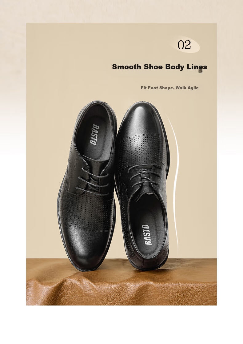 Bata Commuter Business Leather Shoes Comfortable Cowhide Men's Dress Shoes Wedding Shoes 25002AM5 Black (Perforated) Size 38 19