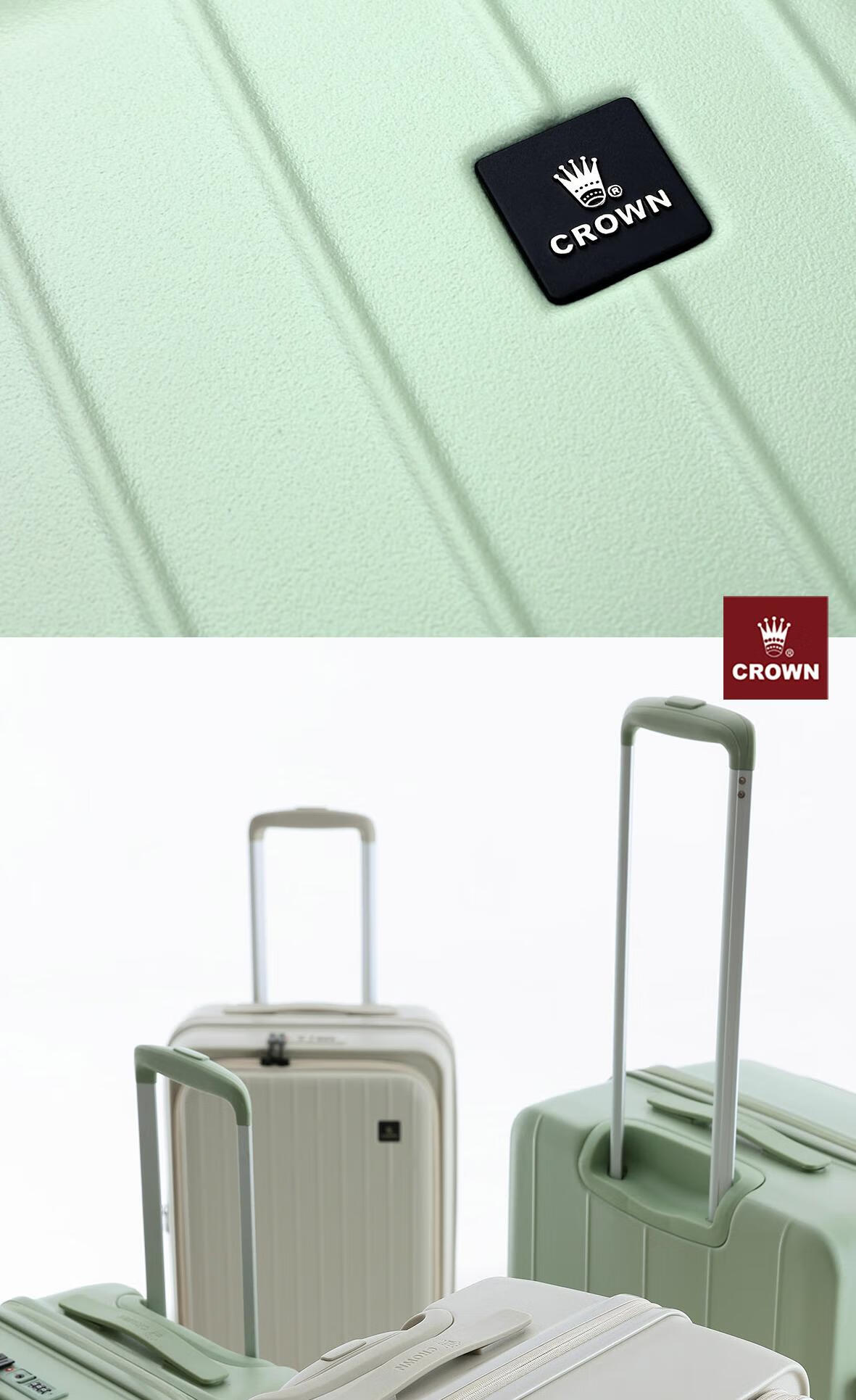 CROWN Suitcase, Front-Opening Lid, Business Trolley Case, Large Capacity Travel Luggage, CF5502 Beige Gray, 26 Inches 3