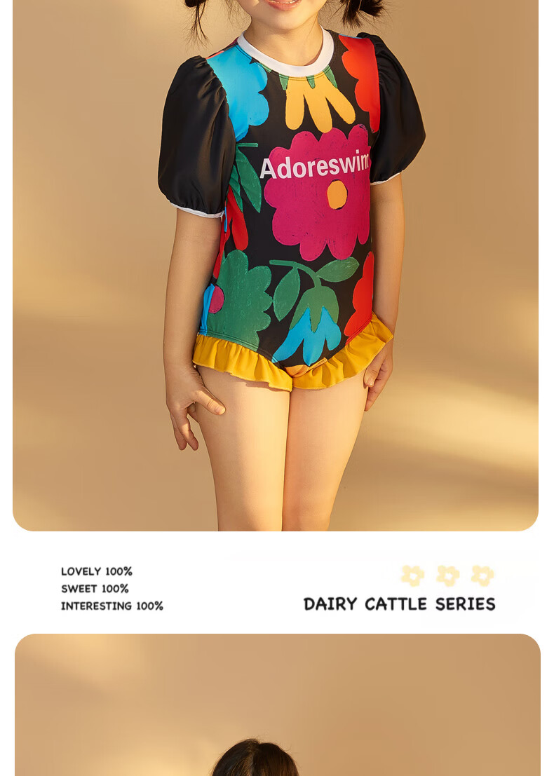 Adoreswim Floral Cute One-Piece Swimsuit for Girls, 2024 New Summer High-End Swimming Costume, Original Desig 7