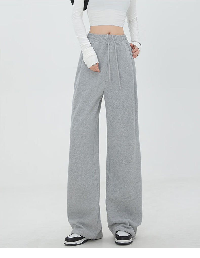 FitonTon Women's American Style Sports Pants 2026 Spring Autumn High Waist Loose Draped Casual Wide Leg Jogger Windproof Sweatpants 13