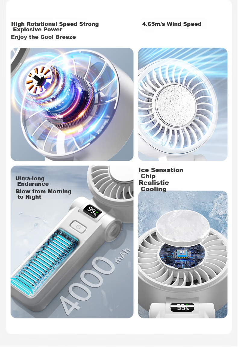 JD Original Fengbao Mini Handheld High-Speed Air Blaster, Portable Turbine Electric Fan, Neck-Hanging Fan, Rechargeable Personal Outdoor Cooling Device with Strong Airflow for Hot Weather 2