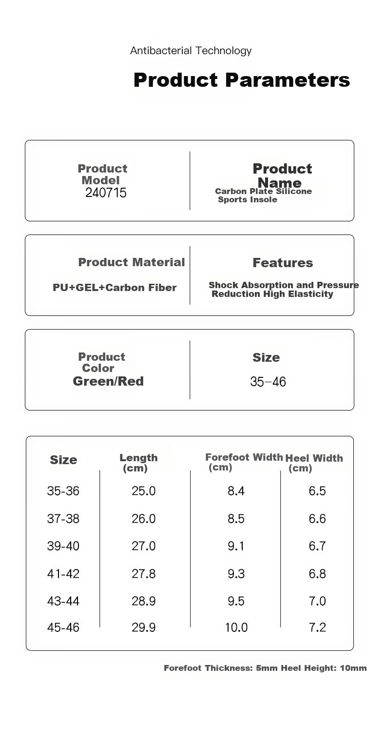 Maigaole Racing Shoes Insoles, Marathon Full-Length Carbon Plate, Running Speed Enhancement, Rebound, Green, Size 37-38 9