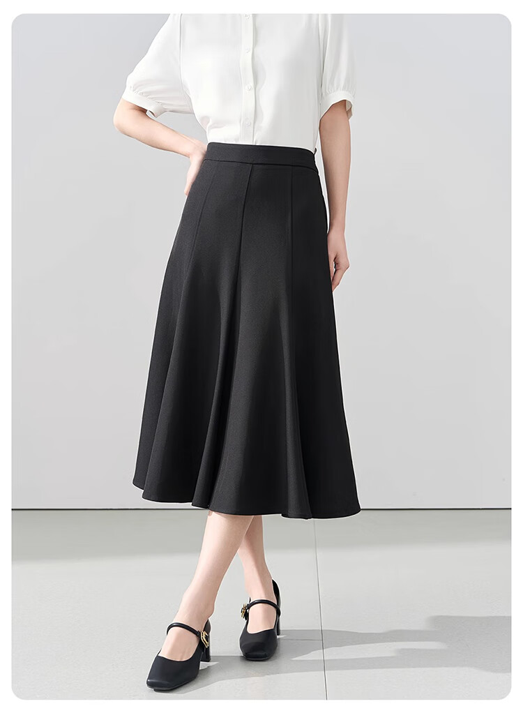 Bodexiaojie Black Suit Skirt for Women, Interview Commute Fishtail Skirt Formal A-Line Midi Skirt, Petite Bodycon Skirt 5