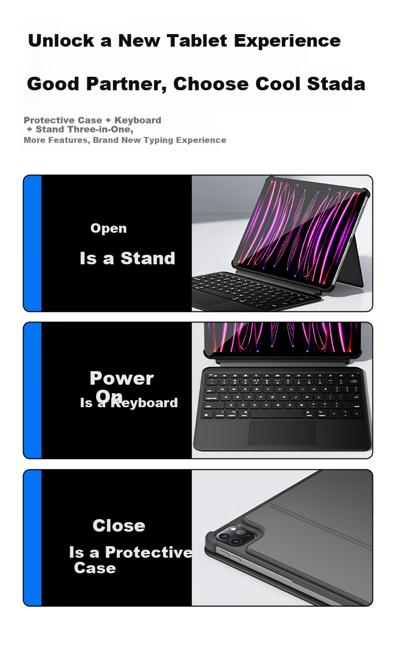 COOLSTART Compatible with IPad Air 8/7/6/5/4&Pro 2018 Model [MFi Certified | Direct Connection to Official Website] Magic Keyboard Dual-Sided Clip for 10.9/11 Inch, Black 4