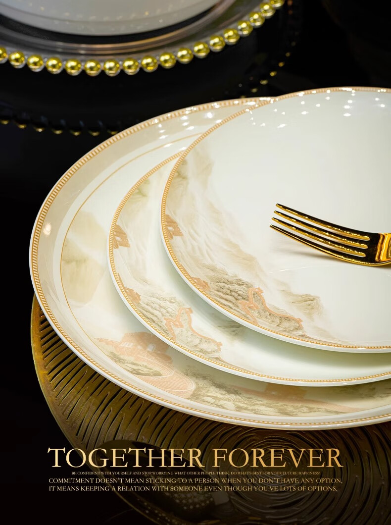 KANGQIN Bowl And Plate Set, Home Use Jingdezhen High-Quality Tableware Set, Chinese Light Luxury Ceramic Bowls And Plates, Housewarming Gift Box Set 1
