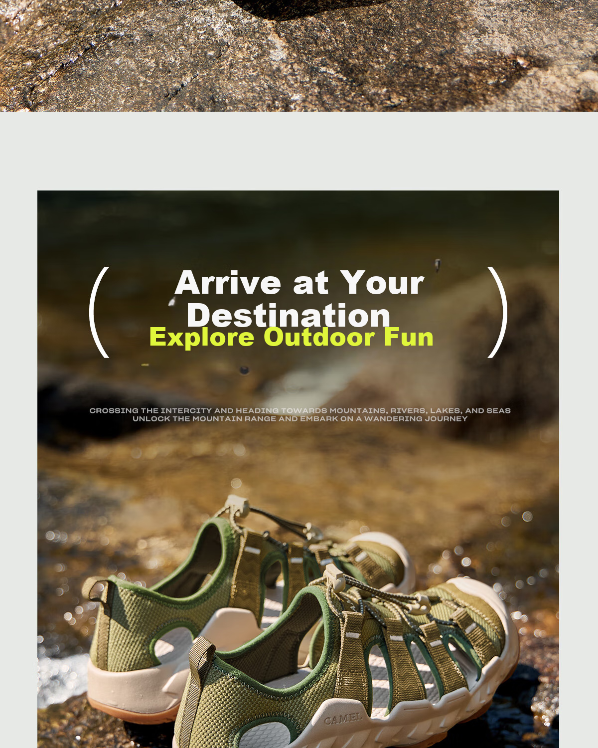 CAMEL Slip-On Shock-Absorbing, Non-Slip, Anti-Collision Lightweight Outdoor Stream Trekking Sandals for Men G15M380022 Light Green 40 19