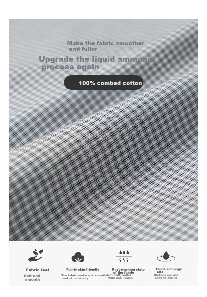 BLACKMONDAY Pure Cotton Plaid Shirt for Men, Short-Sleeved Thin Style, All-Cotton Liquid Ammonia Wrinkle-Resistant No-Iron Formal Business Casual Shirt 2