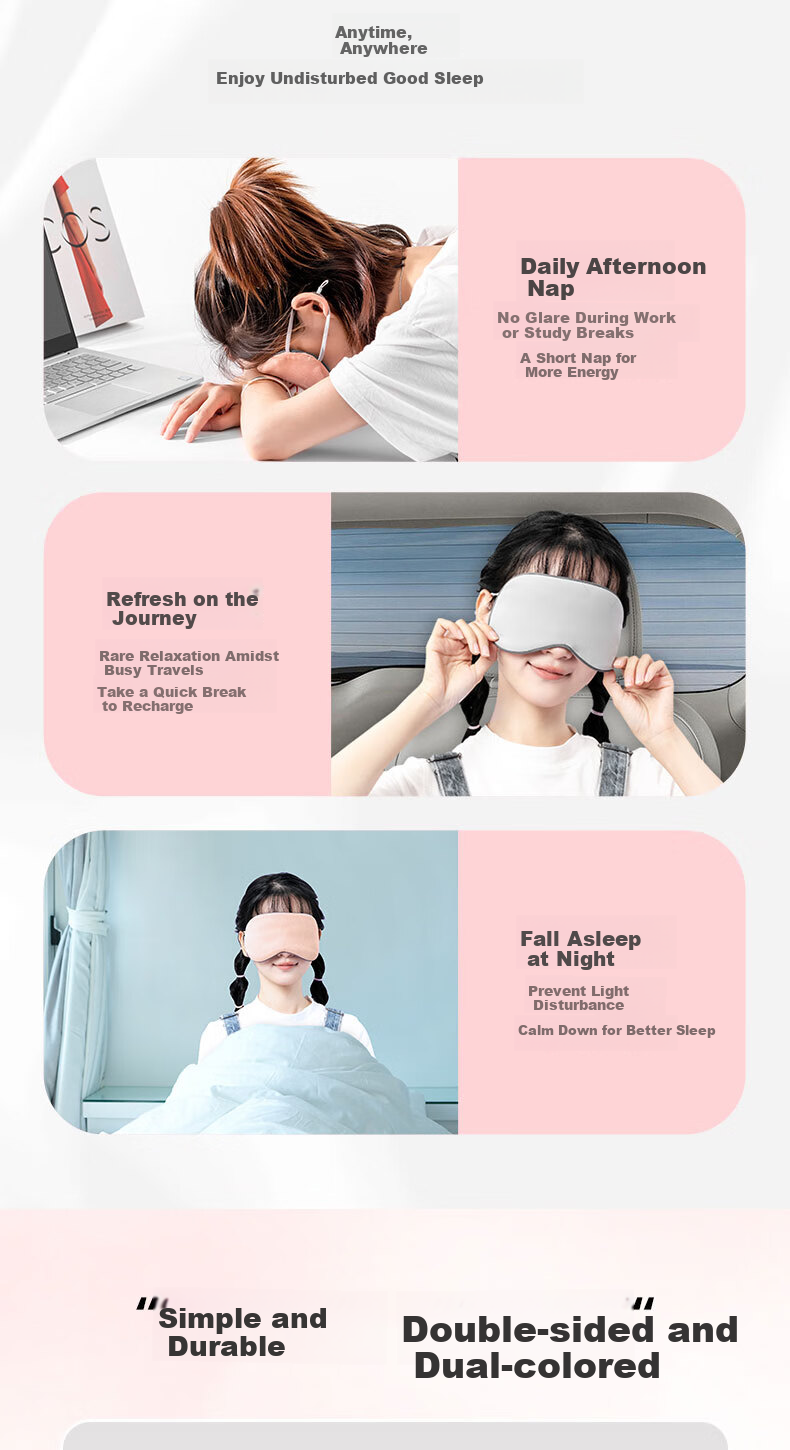 MINISO Cooling And Warming Ear-Loop Sleep Mask for Naps, Light Blocking, Fatigue Relief (Pink) 6