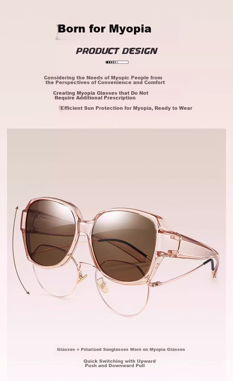 Kaponi Sunglasses Clip-On for Women, Polarized UV Protection, Anti-Glare, Large Frame, Slimming Effect, Clip-On Driving Glasses 7