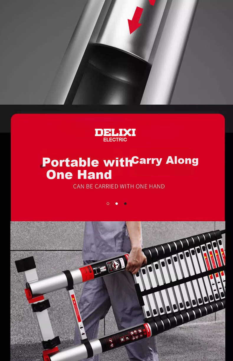 DELIXI Telescopic Ladder, Aluminum Alloy Thickened Engineering Ladder, Portable Multifunctional with Hooks, Single-Sided Straight Ladder, 6.7 Meters 19